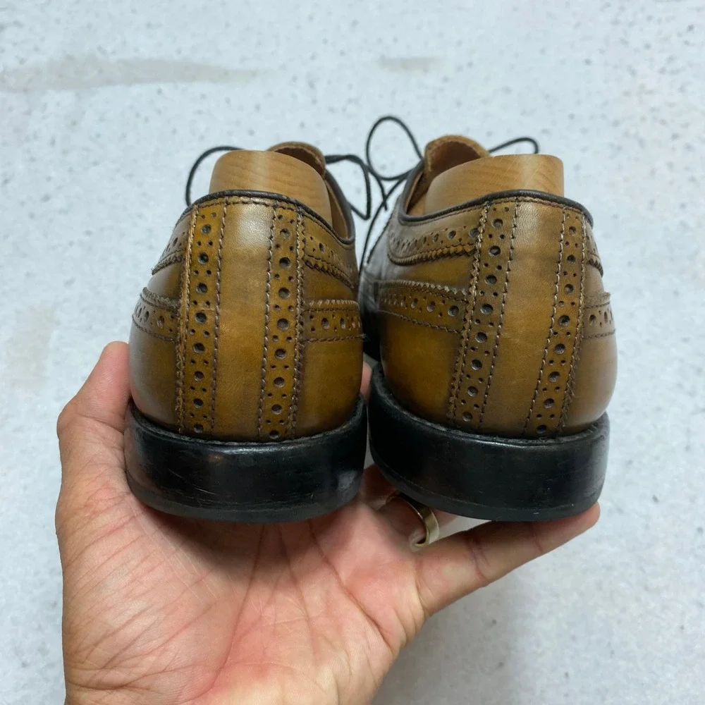 Allen Edmonds Oxford Mens 10 D Brown Larchmont Wingtip Brogue Dress Shoes